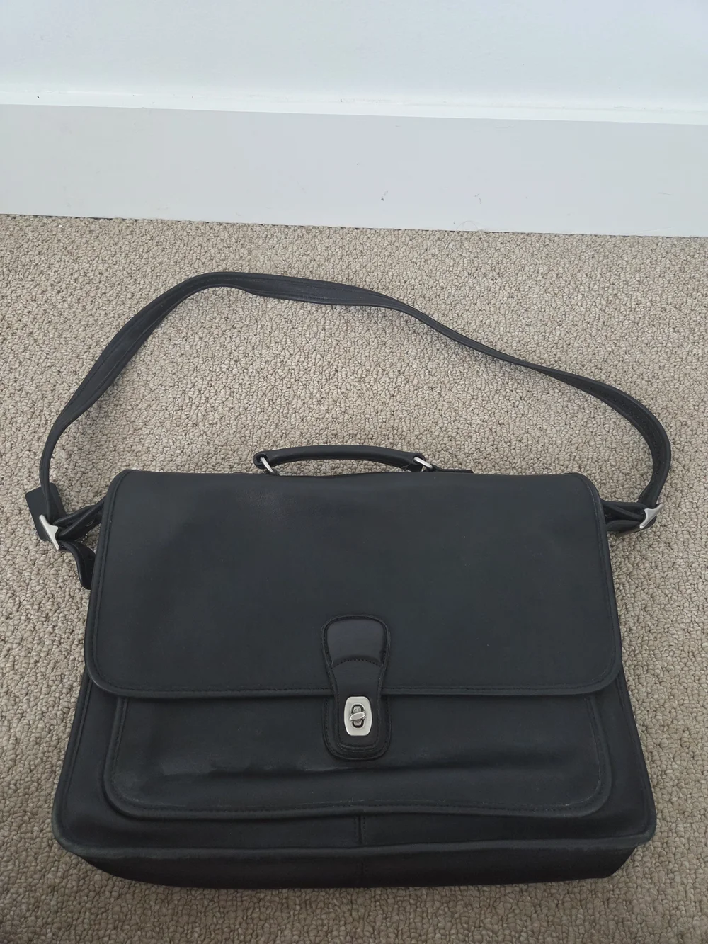 Vintage COACH black Men's Leather Messenger Briefcase